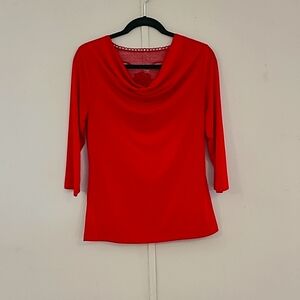 Susan Lawrence Red 3/4 sleeve top, women's size Medium, EUC. 3 for $15